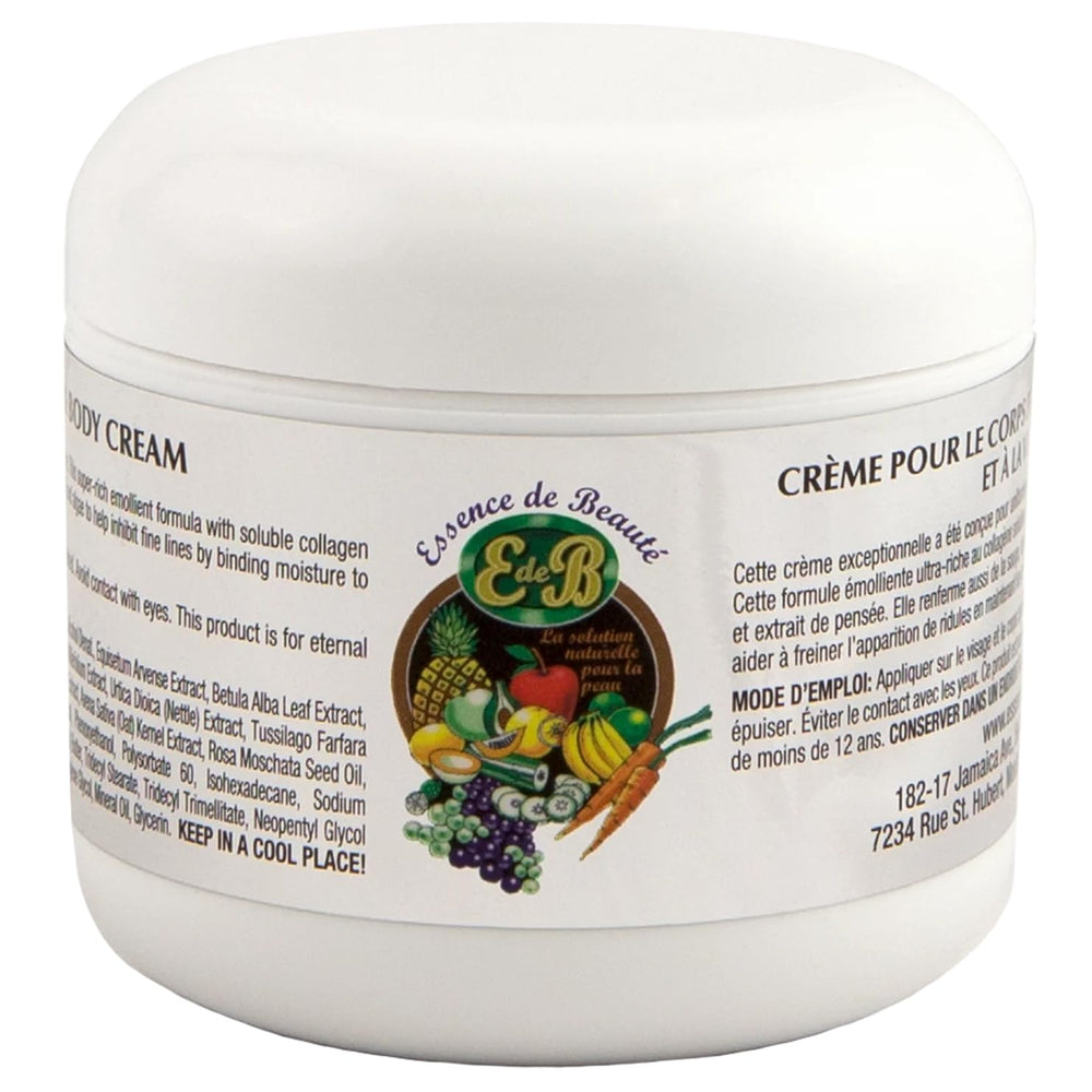 E de B Essence de Beaute cream close-up showing rich texture for daily skin care.