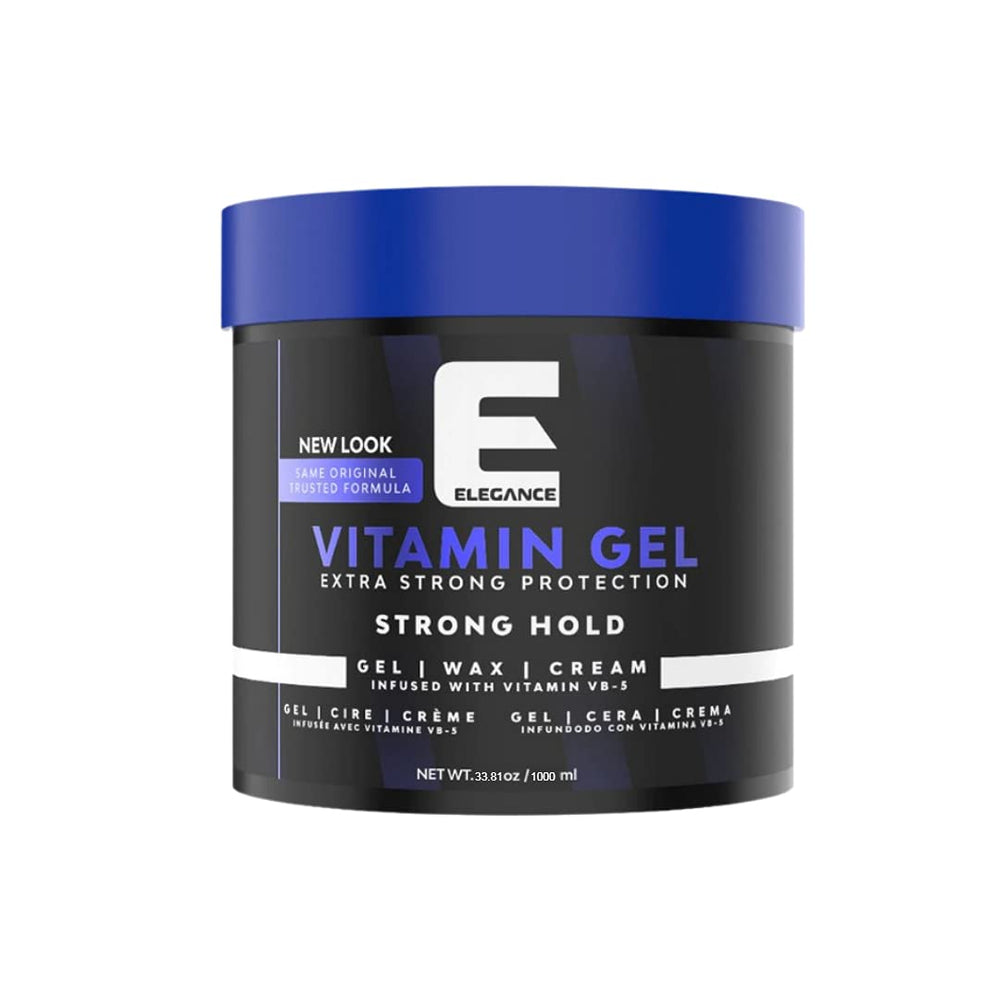E Elegance Vitamin Gel bottle front for lasting hold and protection