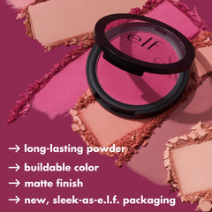 e.l.f. primer-infused matte blush application demonstrates easy brush blending