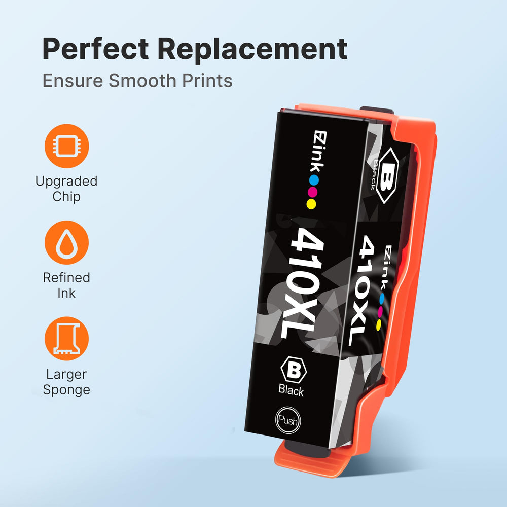 E-Z Ink 410XL photo black cartridge creates deep blacks for photos.