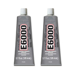 E6000 clear adhesive bottle offering flexible bonds for wood, metal, glass, and vinyl