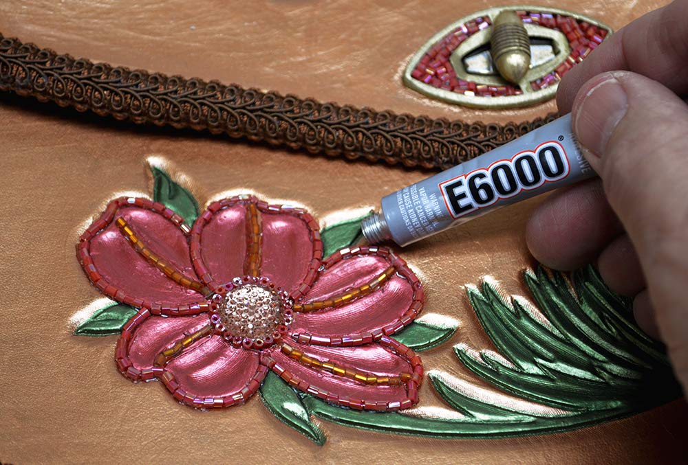 E6000 temperature-resistant bond on cured surface ready for intricate crafts.