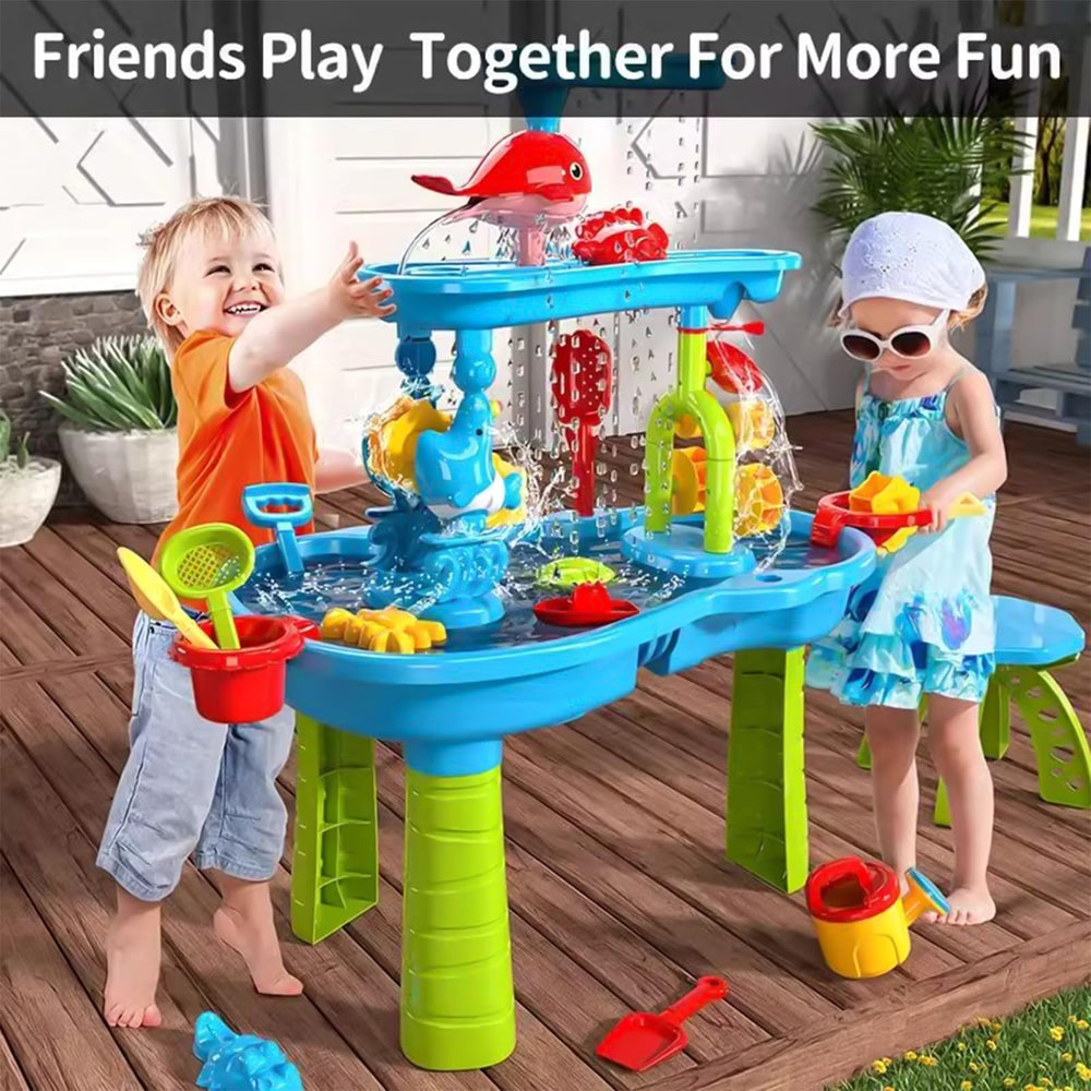 eaacaa Water Table with Chair watering can invites cascading water play outdoors