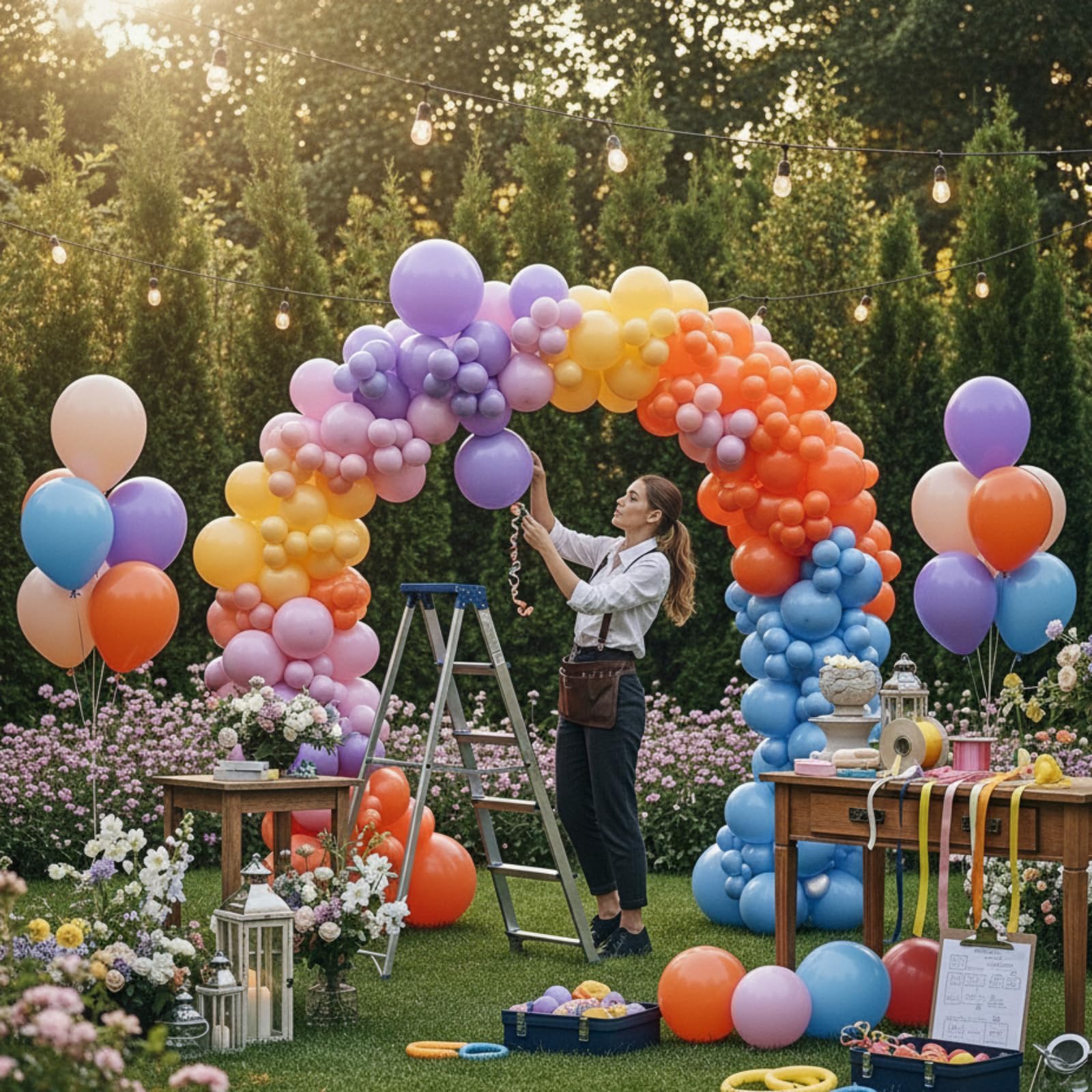 Eaasty six-size balloon bands help tailor clusters and large arches.