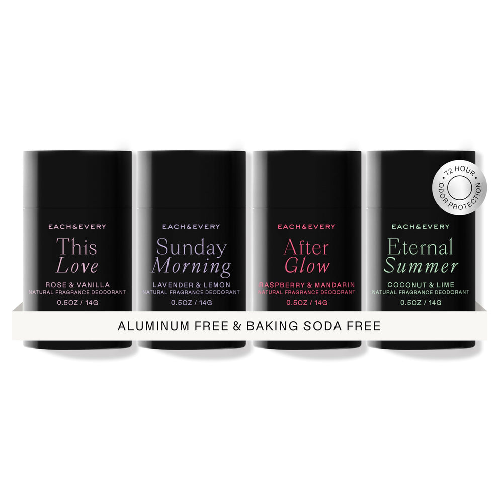 Each & Every Raspberry and Mandarin deodorant stick for daily freshness and all-day odor control.