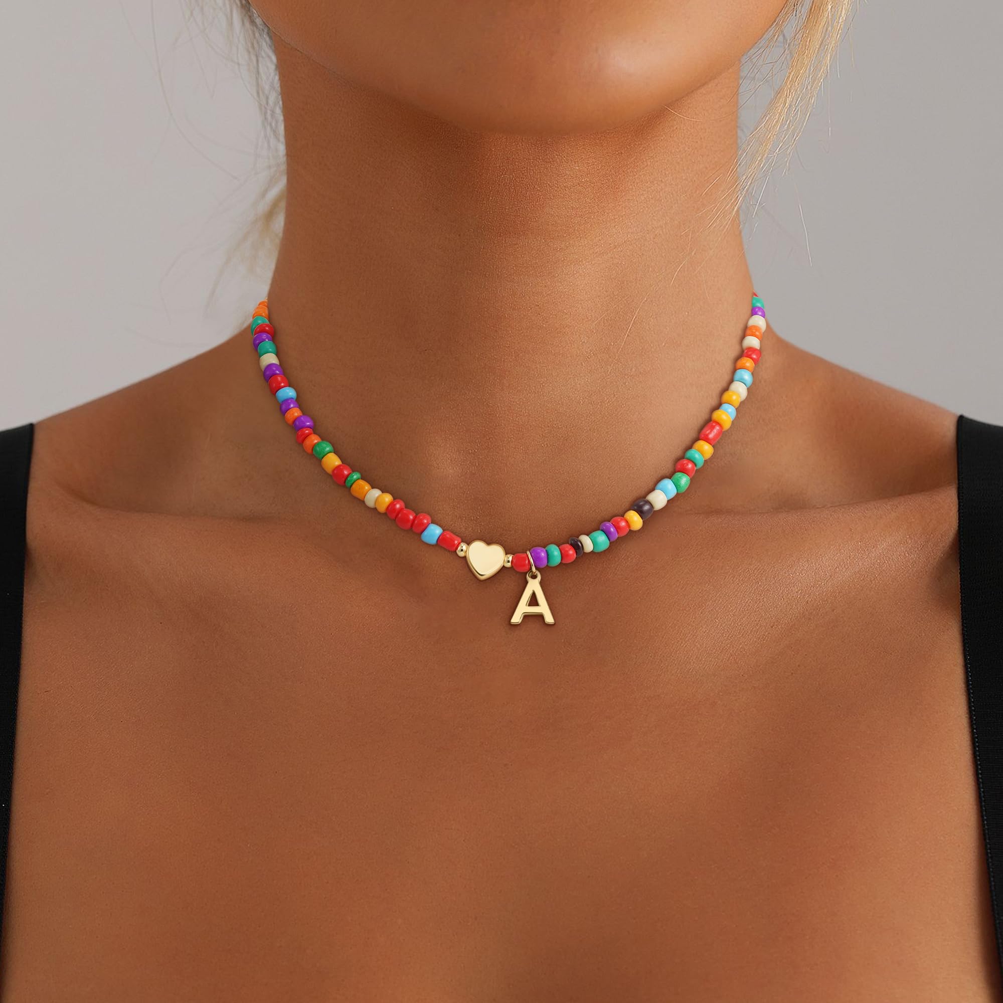 Eaciy colorful beads and heart pendant close-up, ideal for gifting