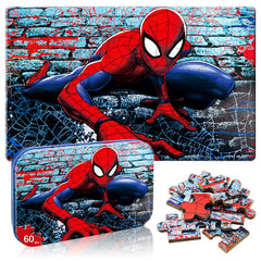 Eagarch 60-piece puzzle in a metal box for easy storage.