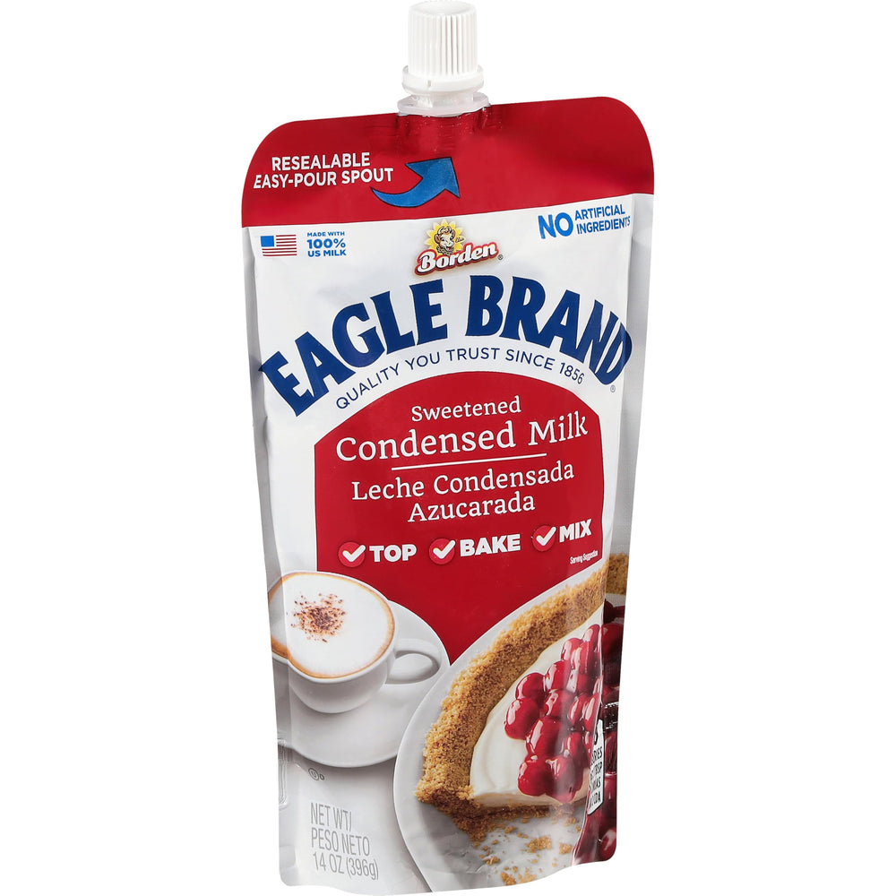 Eagle Brand Sweetened Condensed Milk used as coffee cream or dessert topping.