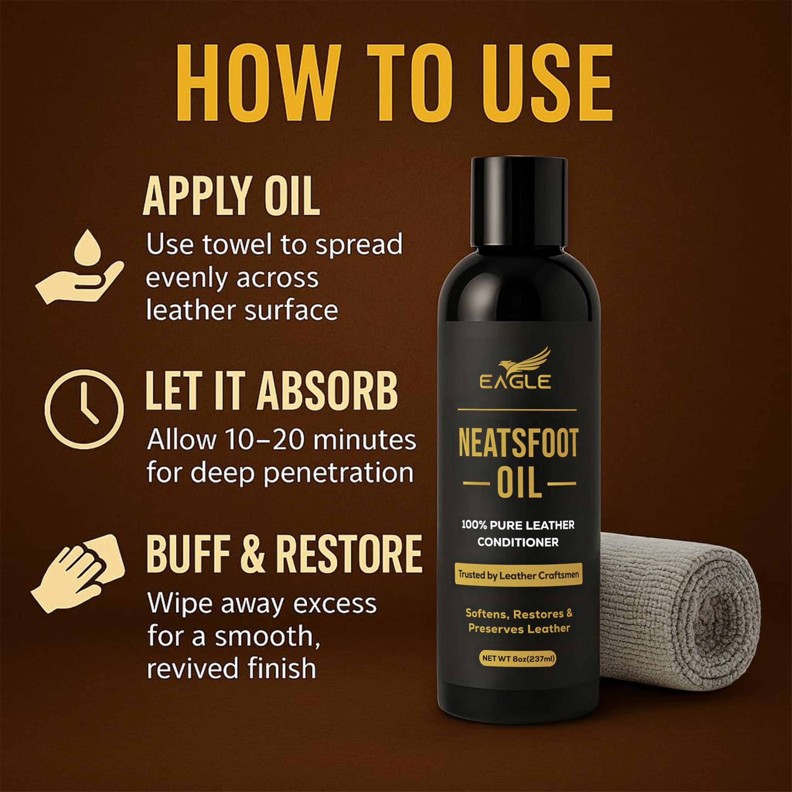 Boots care with Eagle Neatsfoot Oil for deep conditioning