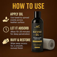 Boots care with Eagle Neatsfoot Oil for deep conditioning