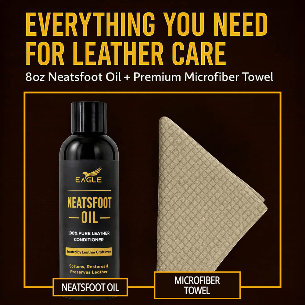 Eagle Neatsfoot Oil creates natural moisture barrier for leather