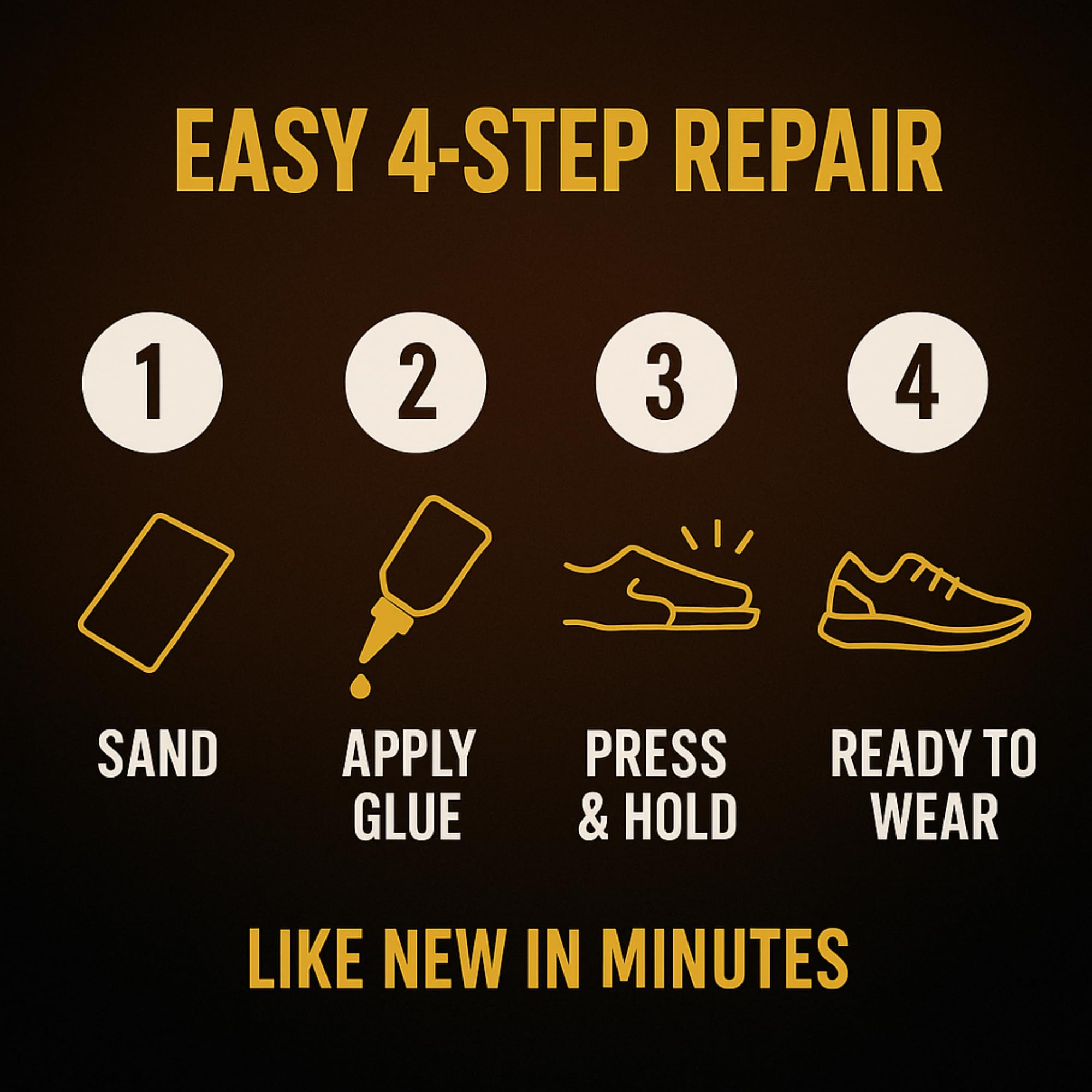 Eagle leather and rubber shoe glue restores worn soles.