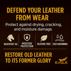 Saddle care action with Eagle Neatsfoot Oil rejuvenating leather