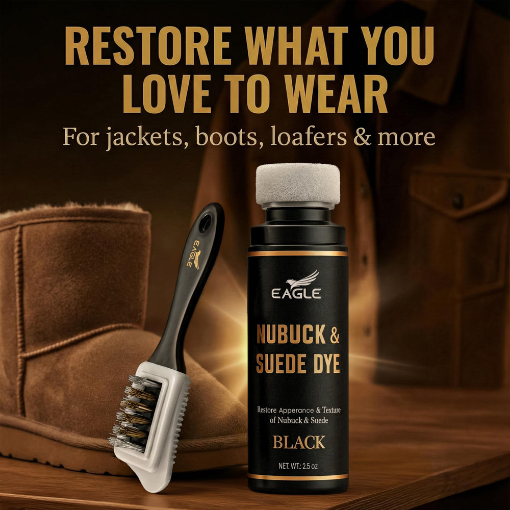 Eagle Nubuck and Suede Dye colors and conditions to help prevent fading.