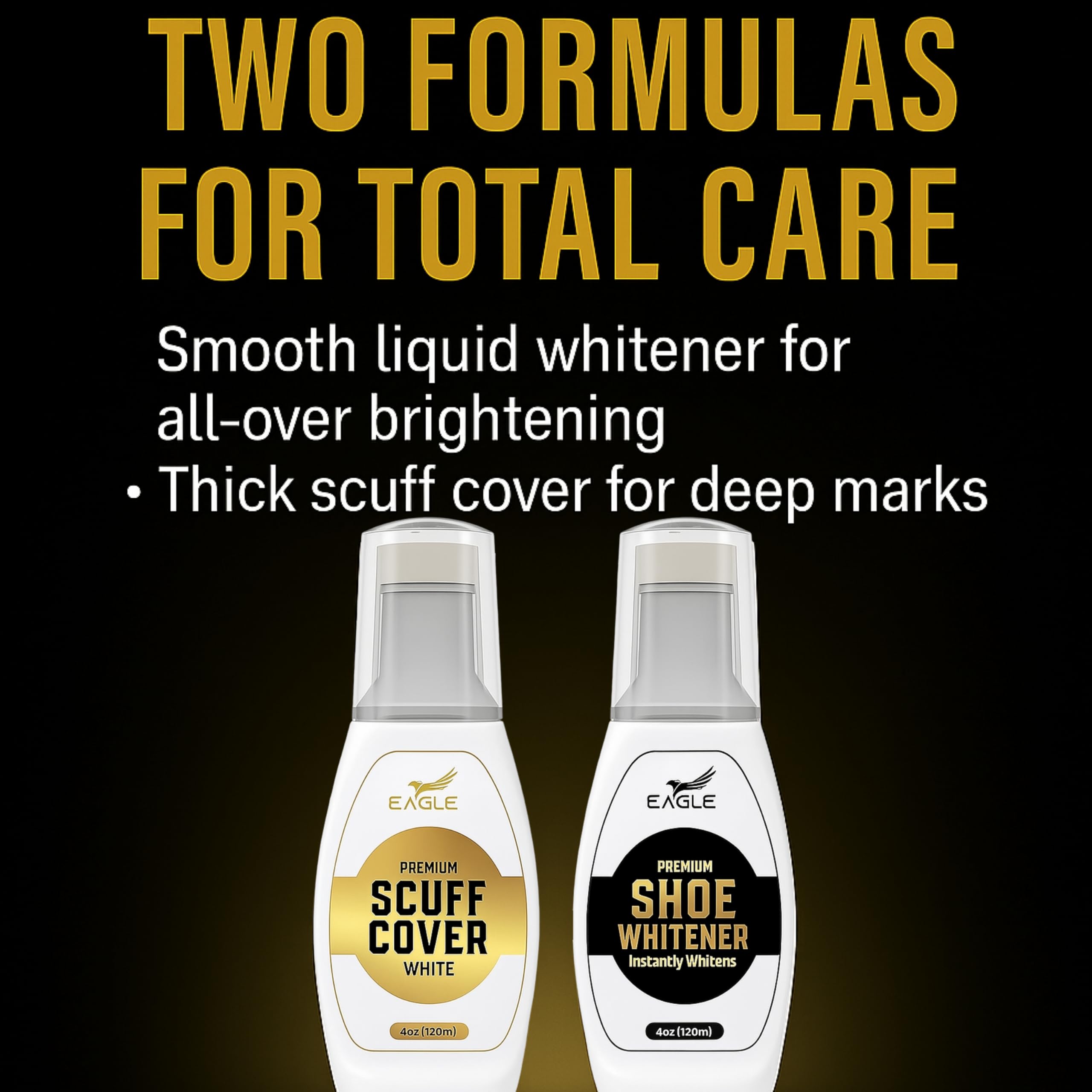 Thick scuff cover demonstrates deep blemish hiding with Eagle Whitener