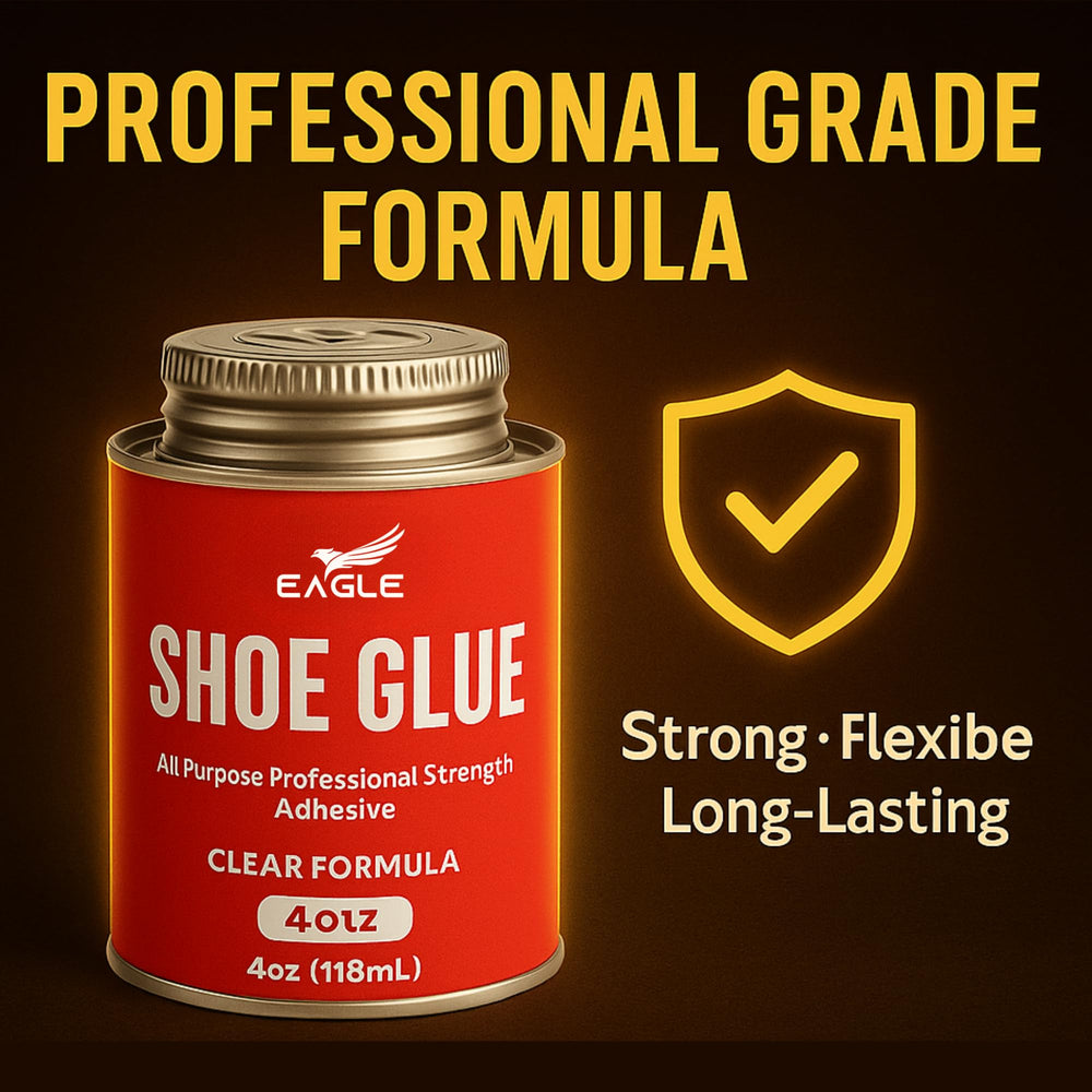 Eagle sole repair glue bonds leather and rubber materials.