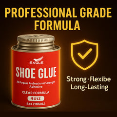 Eagle sole repair glue bonds leather and rubber materials.