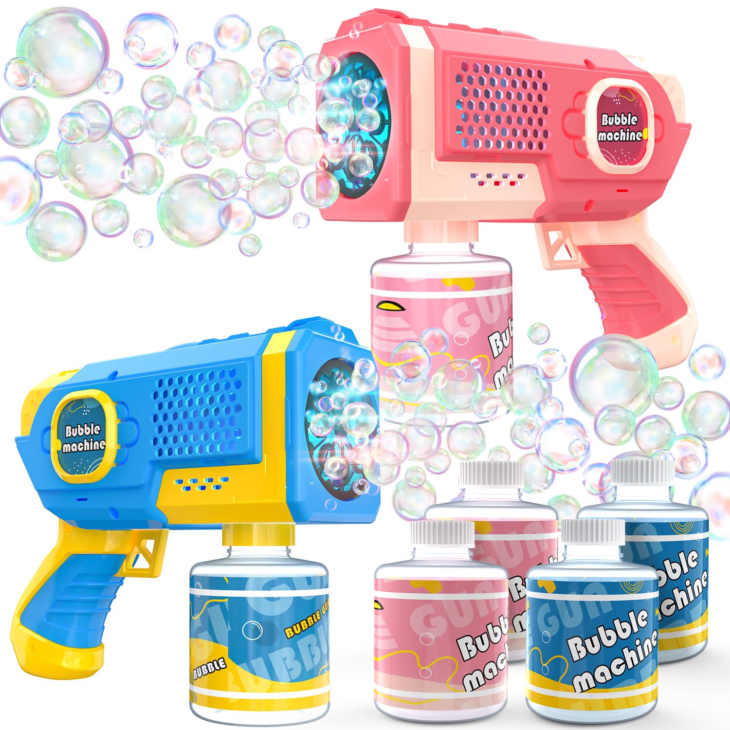 EagleStone 2-pack bubble guns in action for outdoor family fun.