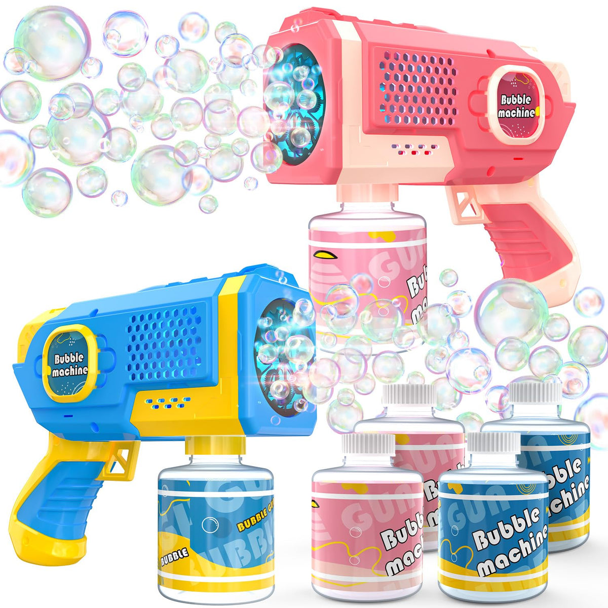 EagleStone 2-pack bubble guns in action for outdoor family fun.