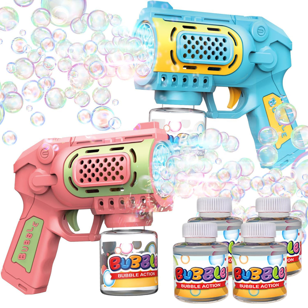 EagleStone Bubble Gun in action outdoors creates colorful backyard bubbles.