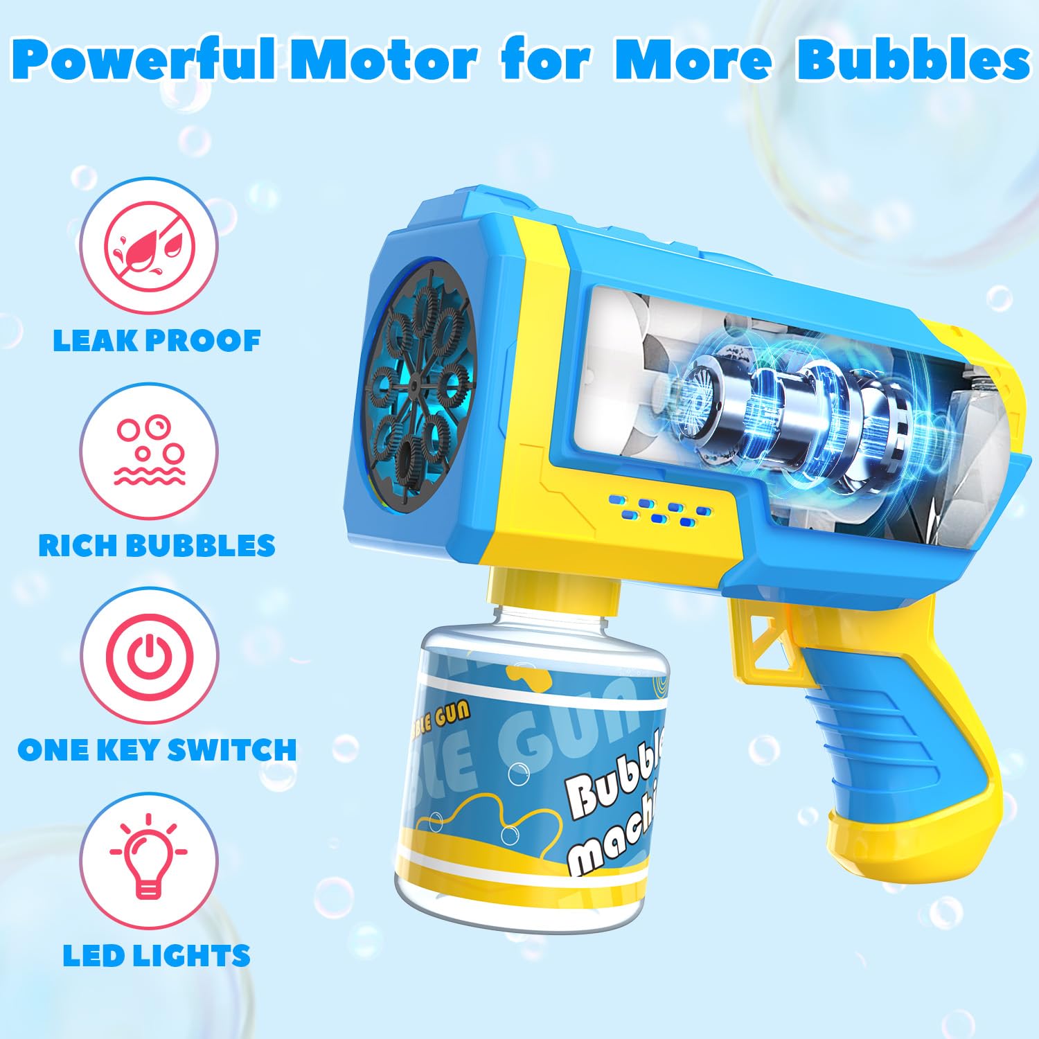 Easy one-button operation for kids and parents alike.