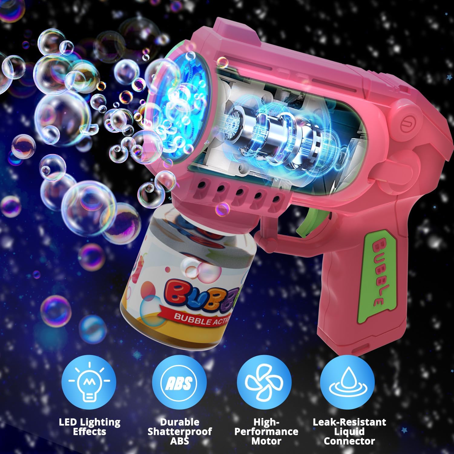Lightweight EagleStone bubble gun with smooth edges for safe kids’ use.