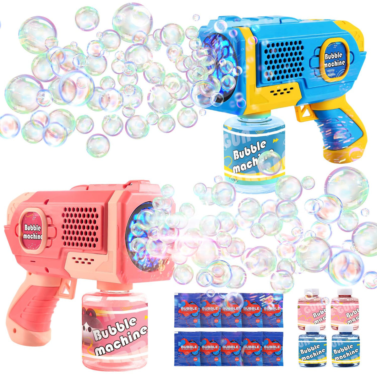 EagleStone bubble gun pack in blue and pink for outdoor playtime.