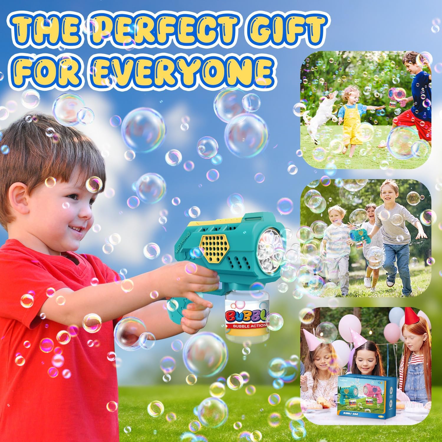 Outdoor bubble toy in a sunny yard setting