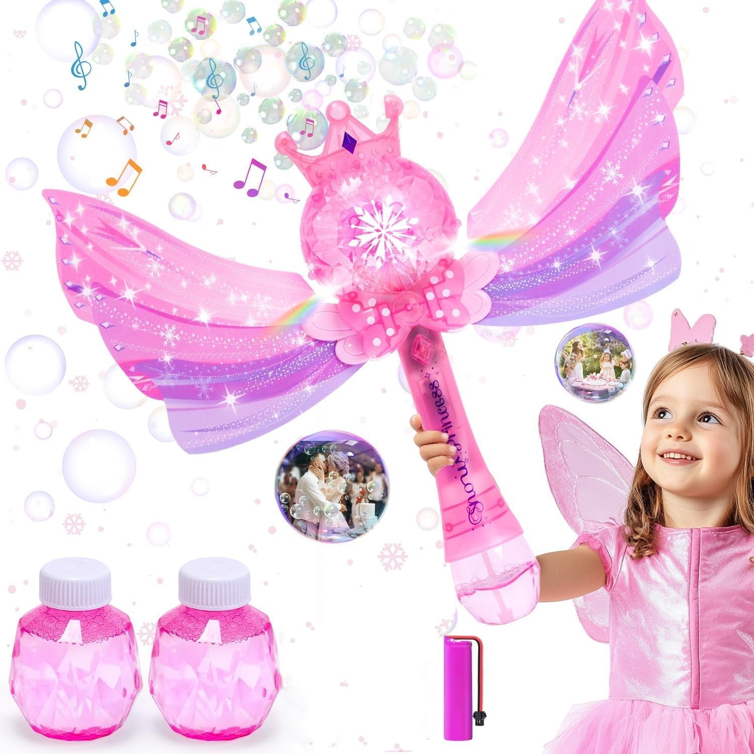 EagleStone Princess Wand pink – creates vivid bubbles for outdoor play.