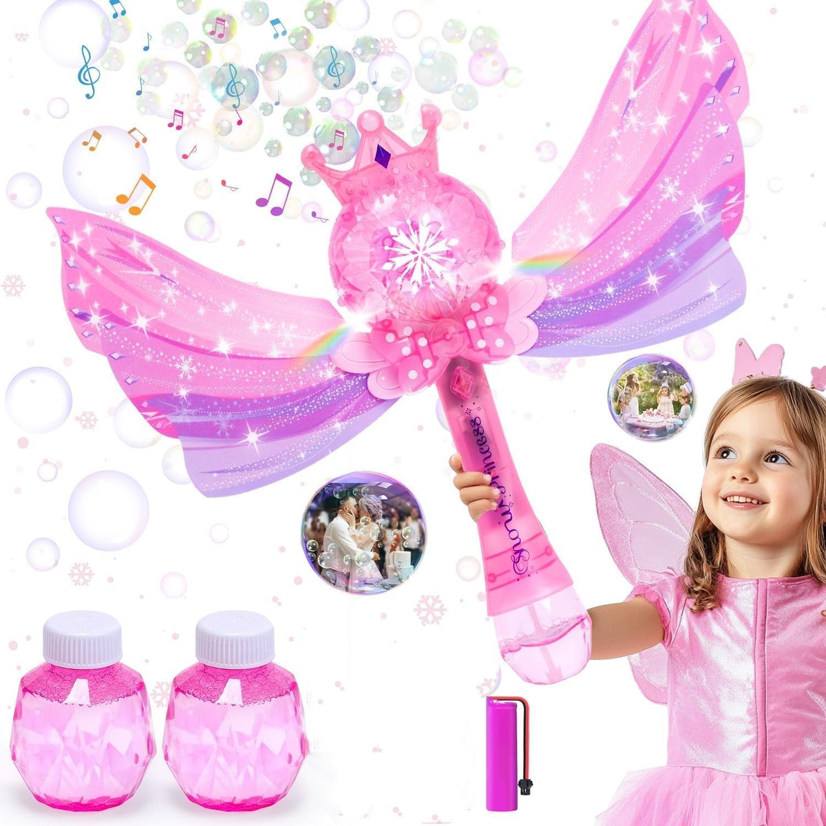 EagleStone Princess Wand pink – creates vivid bubbles for outdoor play.