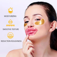 Eakroo 24k gold eye mask closeup showcases luxurious gel patch for refreshed under-eye skin.