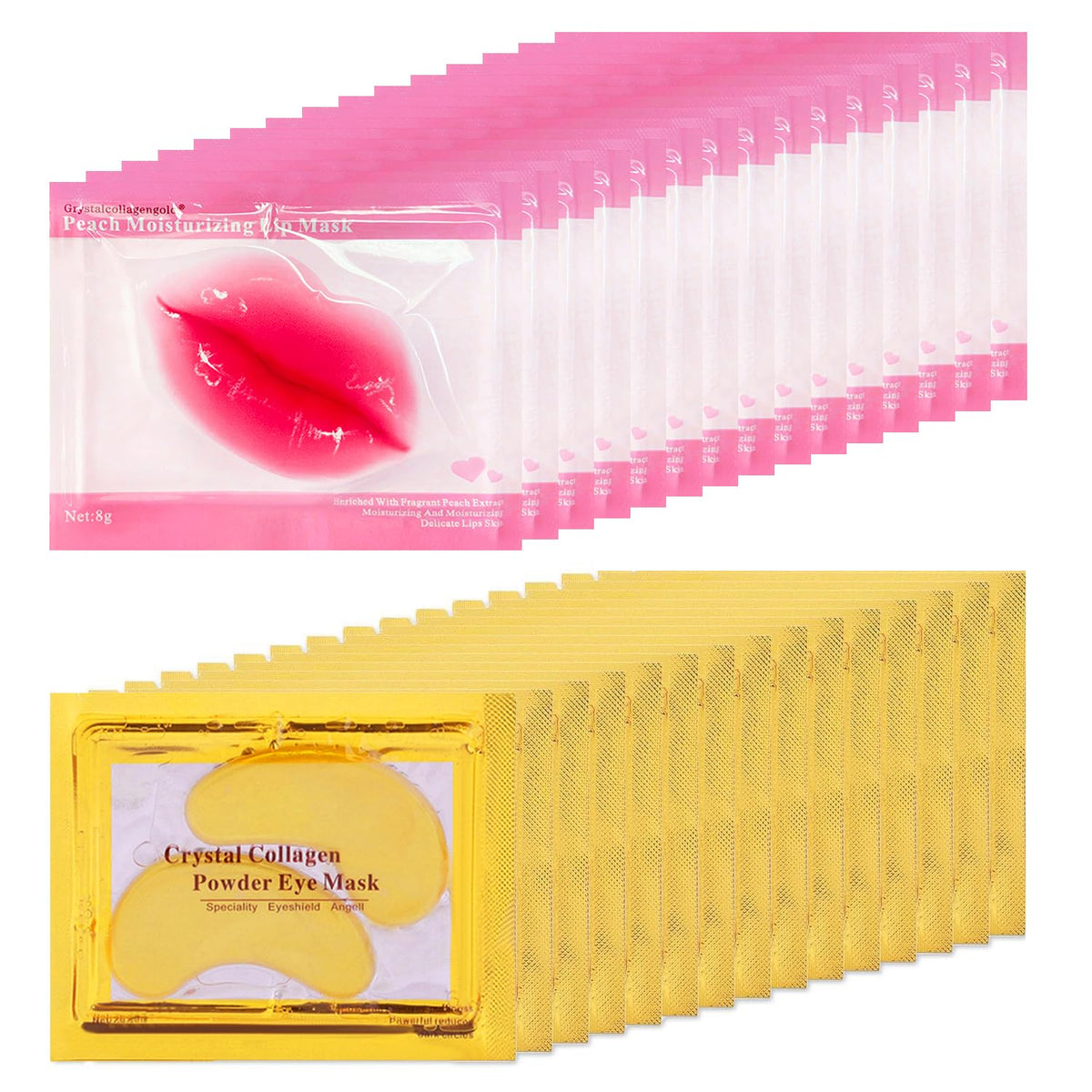 Eakroo 30-pairs lip and eye mask set displayed, gift-ready for bridesmaids.