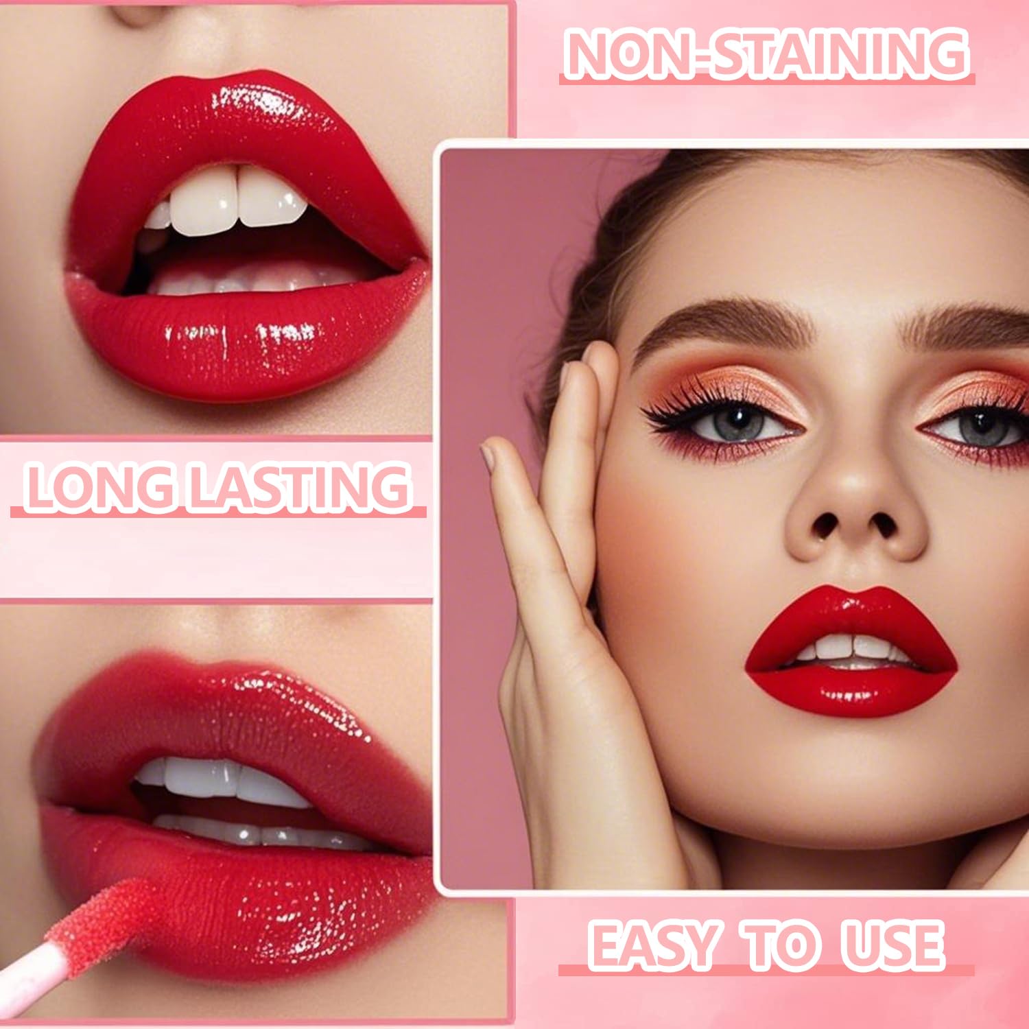 Eakroo lip tint applied on lips for natural matte finish.