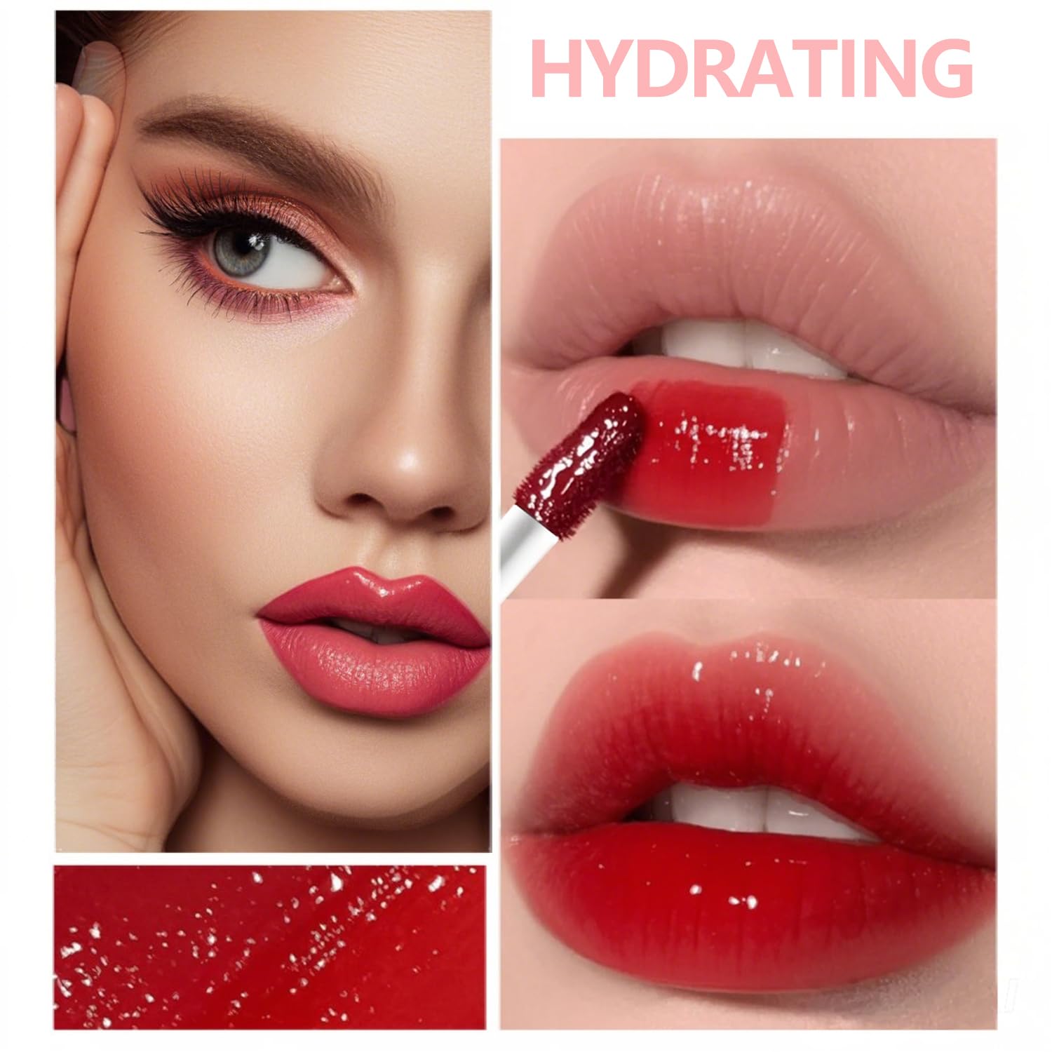 Eakroo lip tint rose color swatches for day-to-night looks.