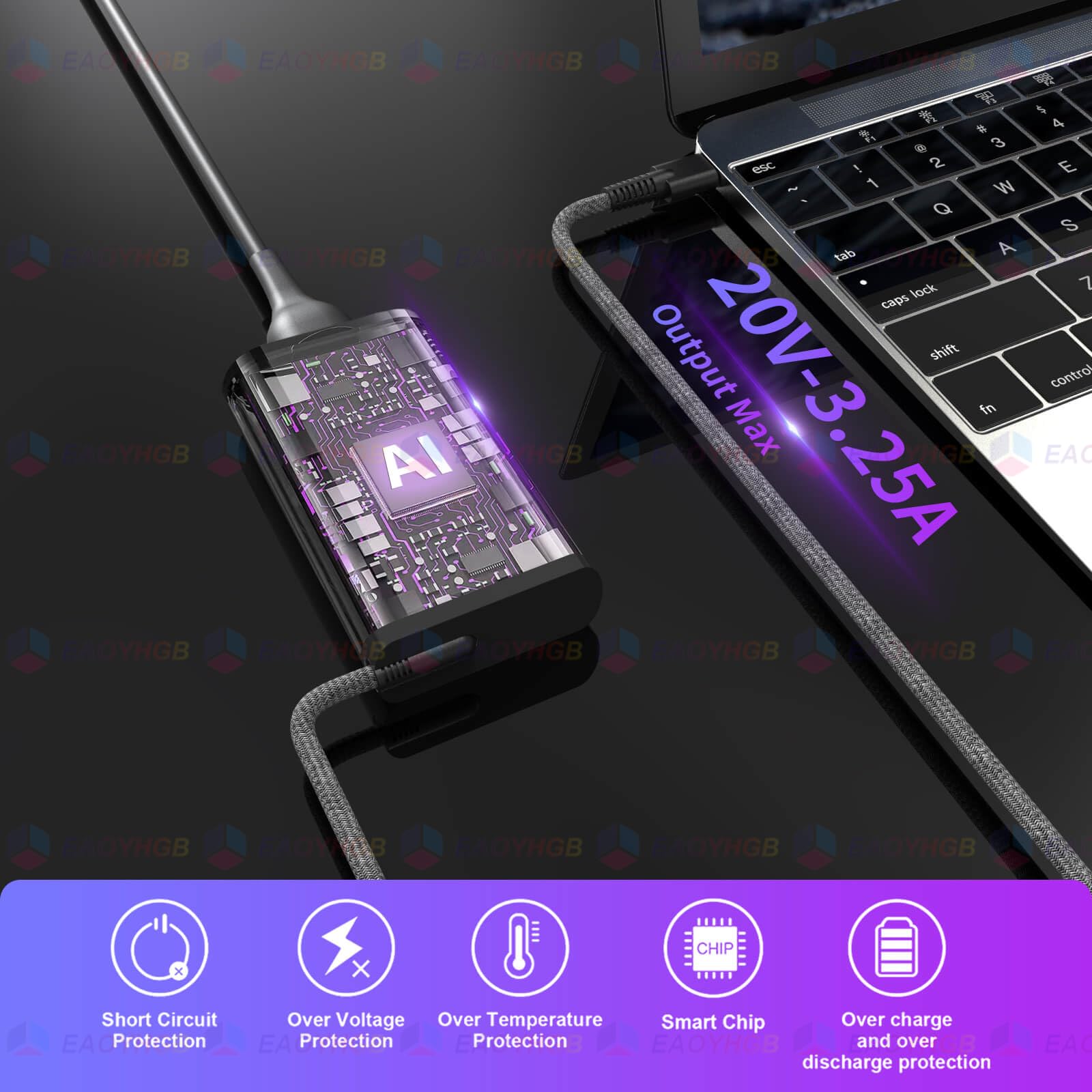 EAOYHGB EliteBook X360 compatible USB-C charger, easy plug-in