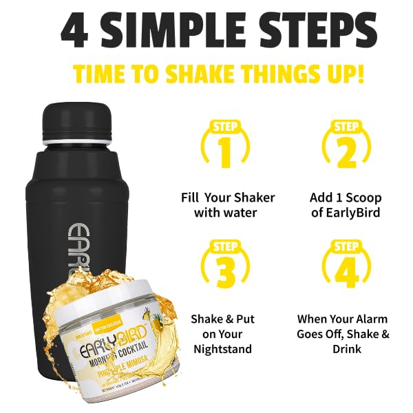 EarlyBird Pineapple Mimosa bottle-label highlights flavors and clean energy ingredients