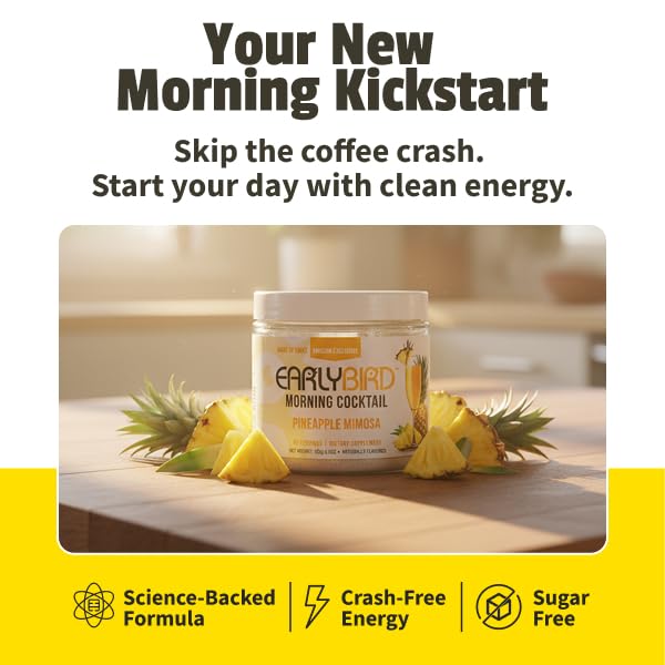 EarlyBird Pineapple Mimosa ingredients-closeup features natural caffeine and electrolytes