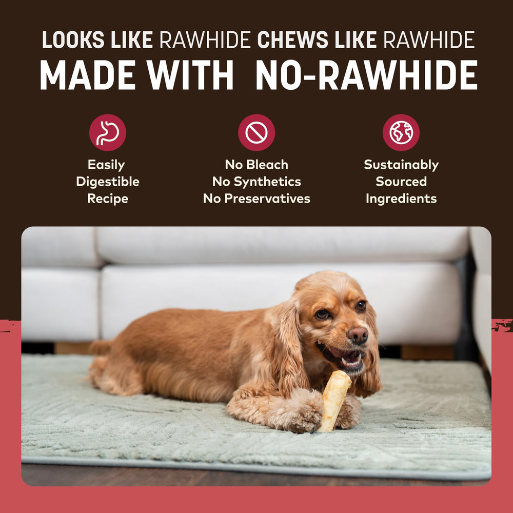 Earth Animal No Hide Rolls Bacon Cheeseburger small-dog treat in hand.