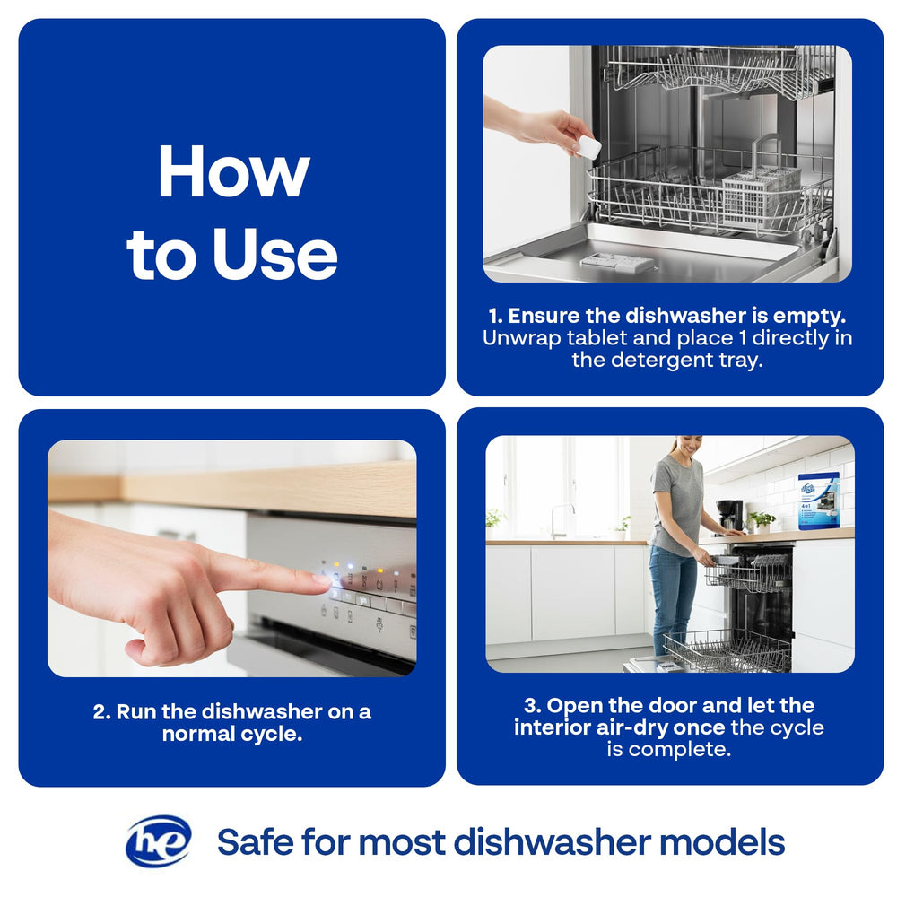 Earth Breeze dishwasher cleaner tablet, USA-made formulation for trustworthy quality.