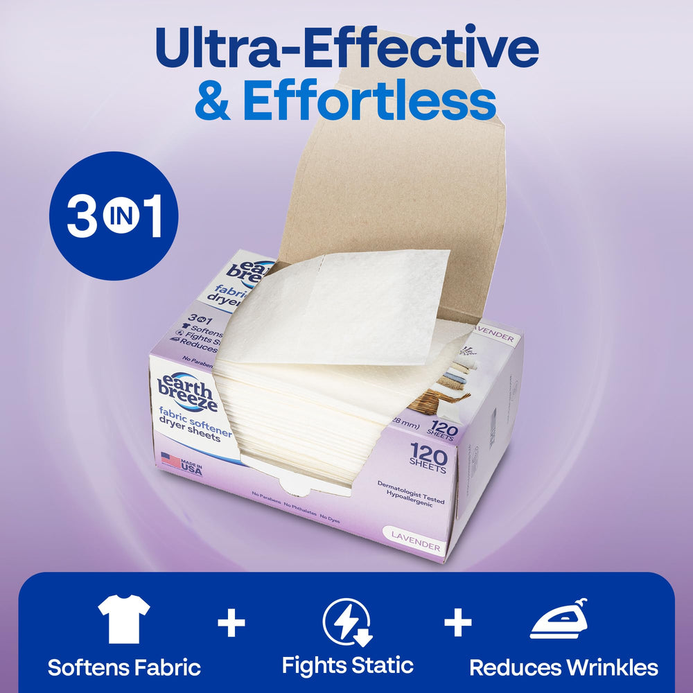 Earth Breeze hypoallergenic dryer sheets prevent irritation while leaving clothes fluffy and fresh.