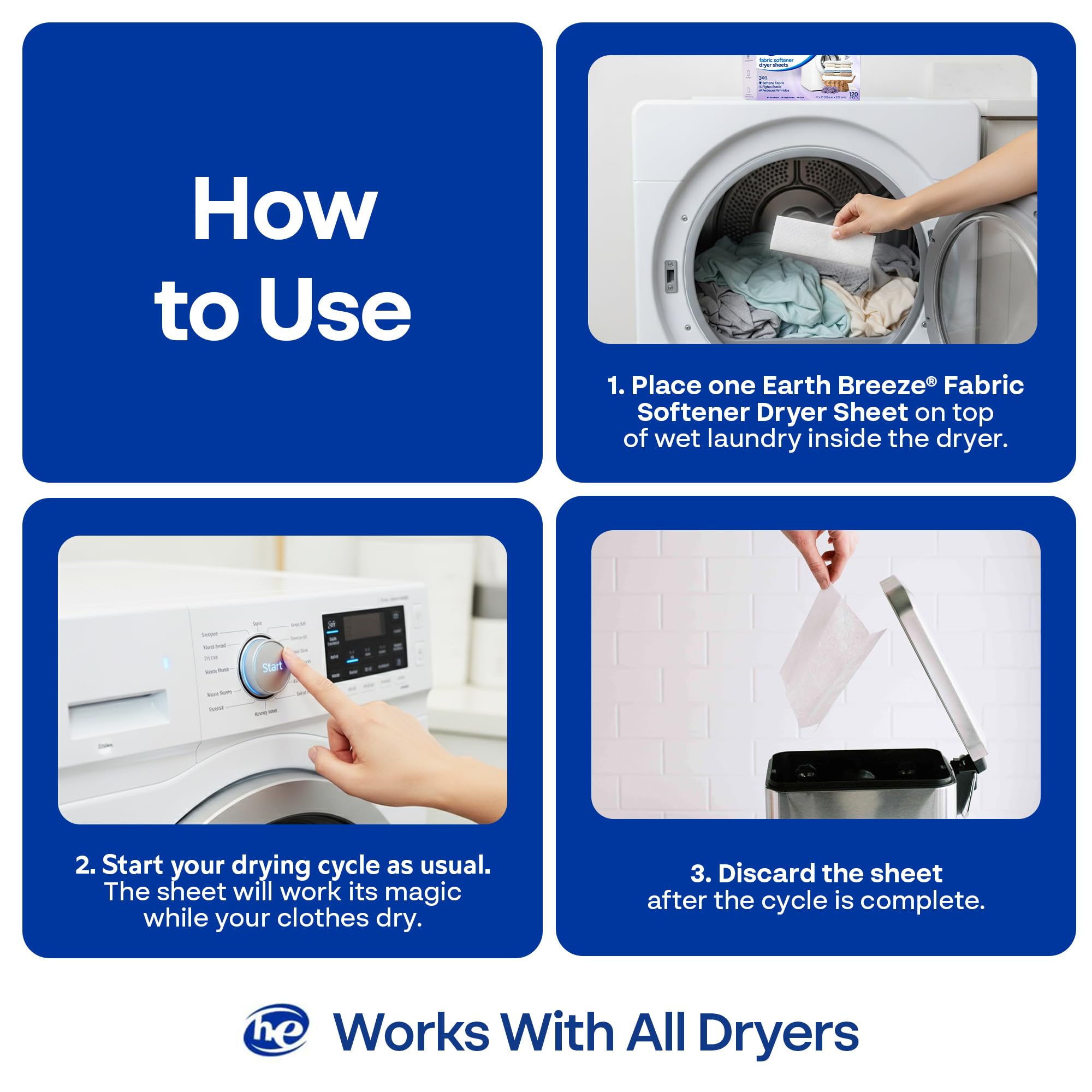 Earth Breeze made-in-USA dryer sheets combine convenience with sustainable ingredients.