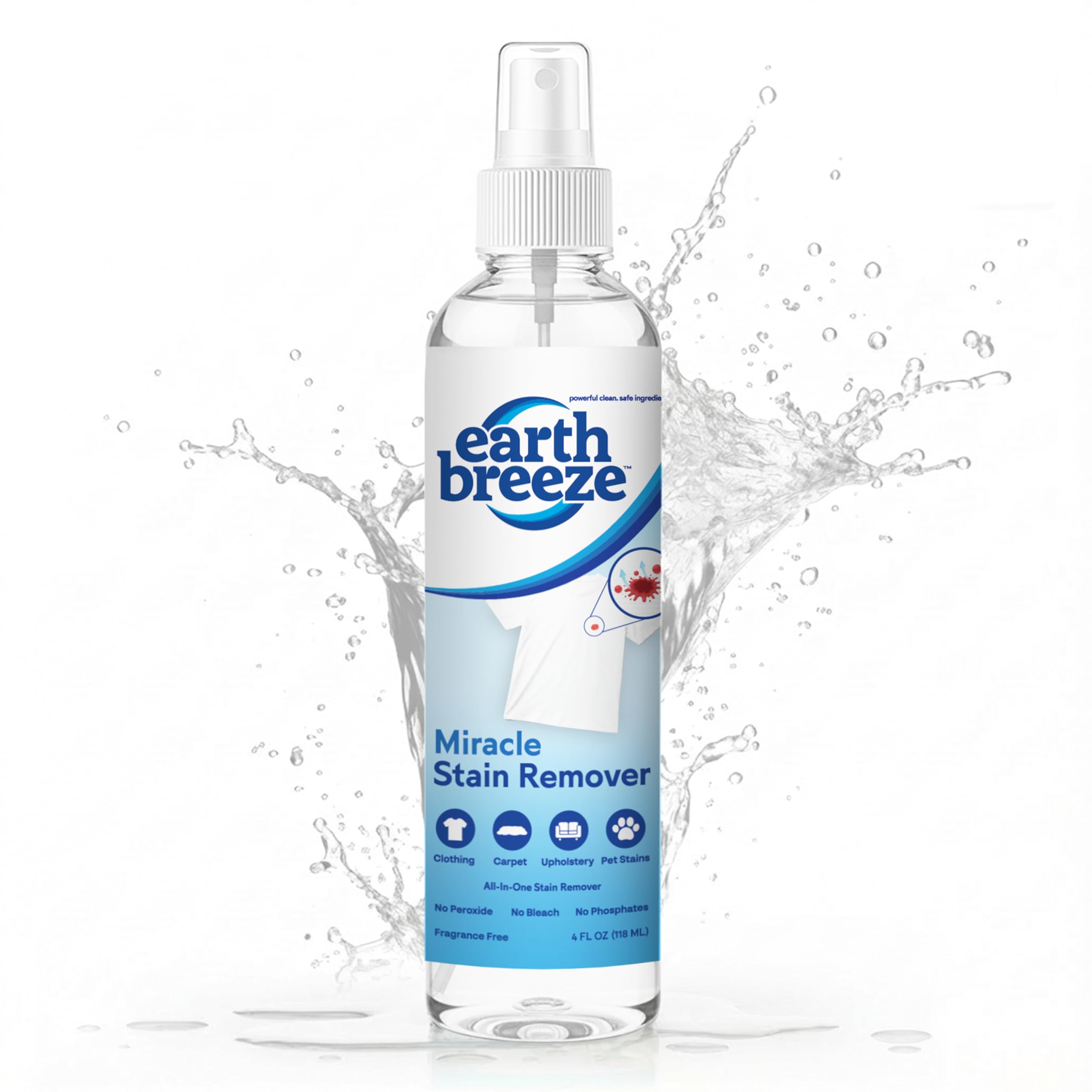 Earth Breeze Miracle Stain Remover Spray bottle for fabrics and surfaces