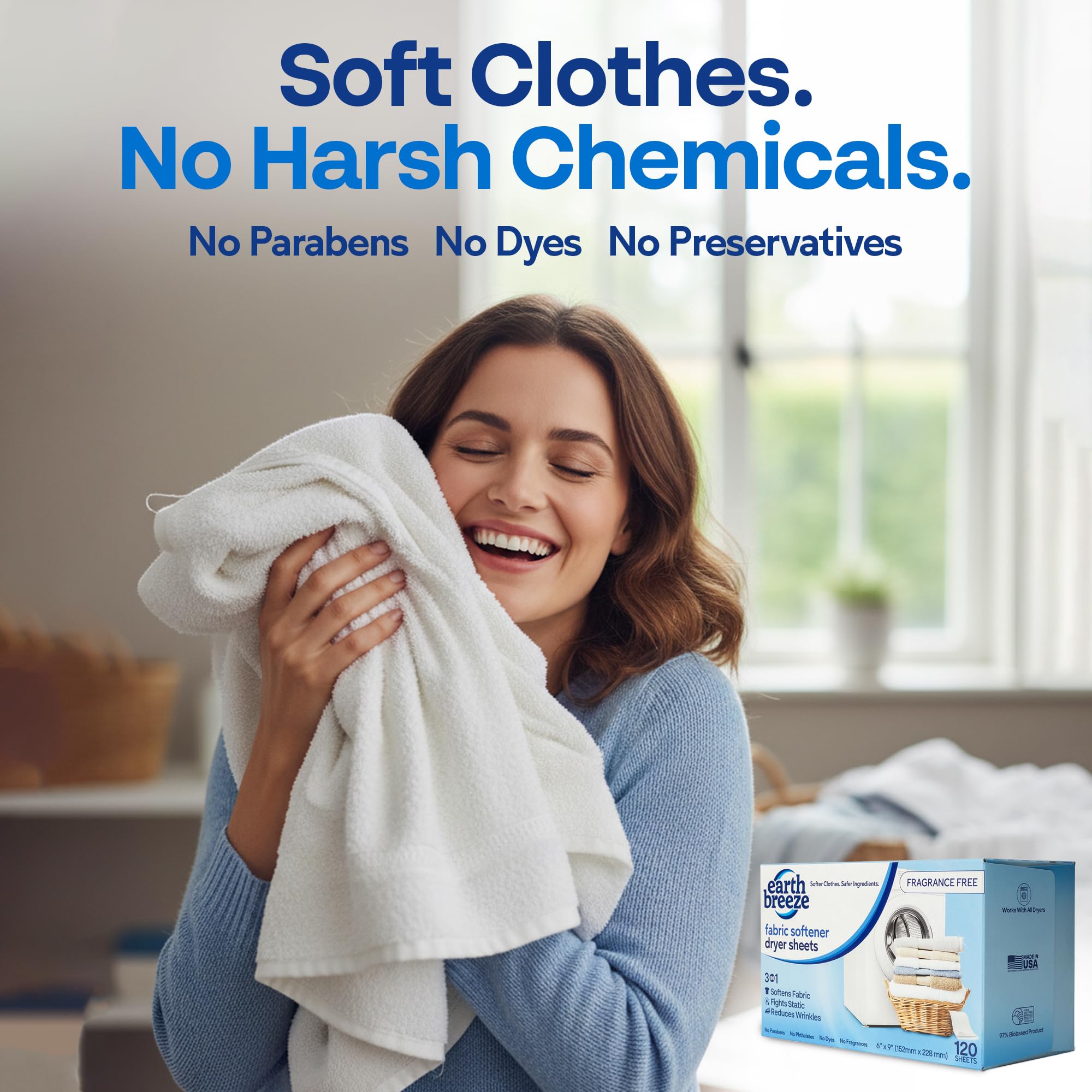 Earth Breeze dryer sheet helps reduce static cling for smooth outfits.