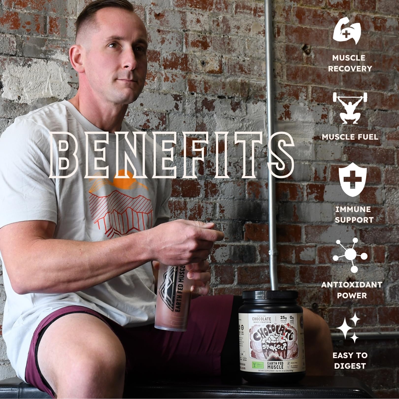 Earth Fed Muscle Shakeup organic cocoa ingredients label emphasizes simple components