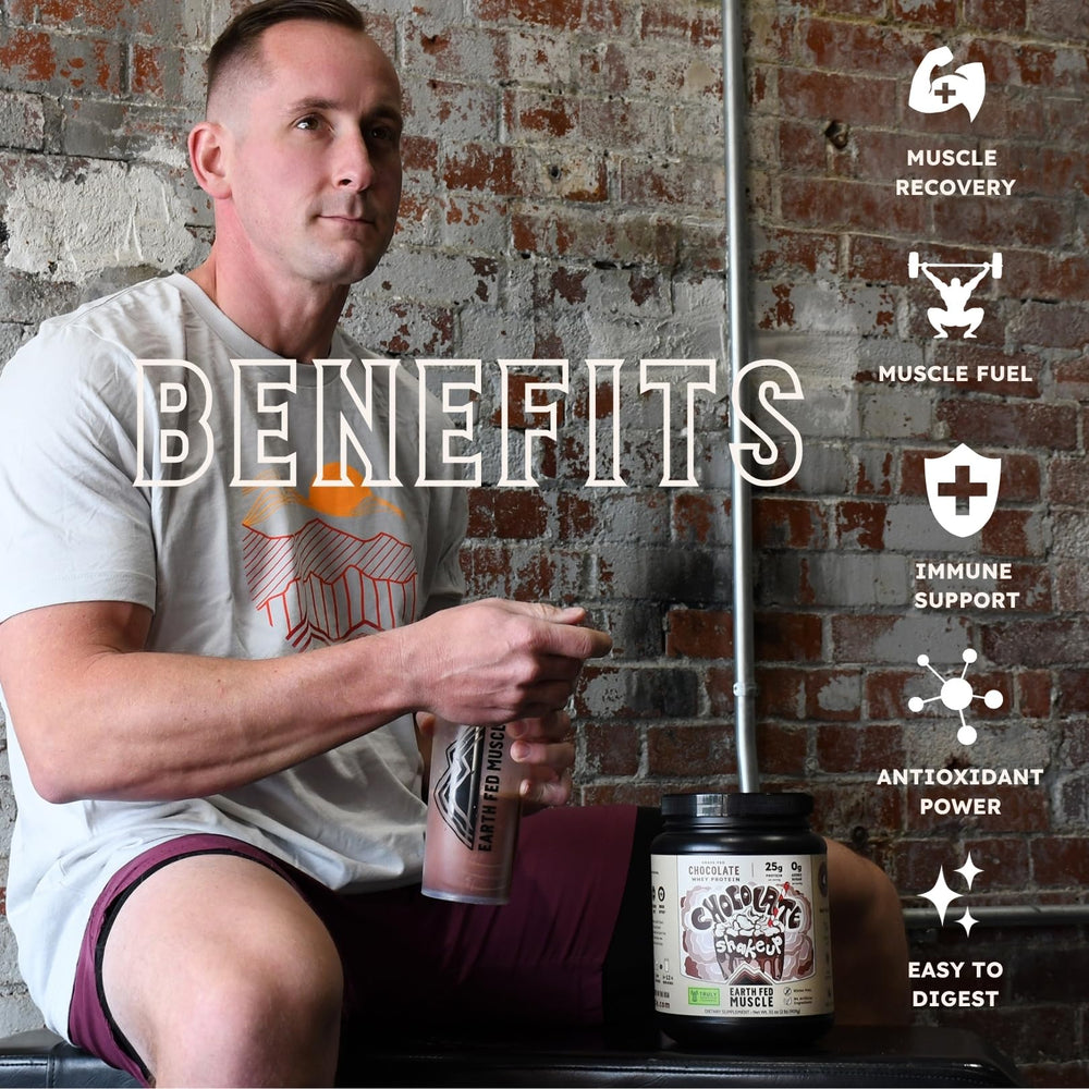 Earth Fed Muscle Shakeup organic cocoa ingredients label emphasizes simple components