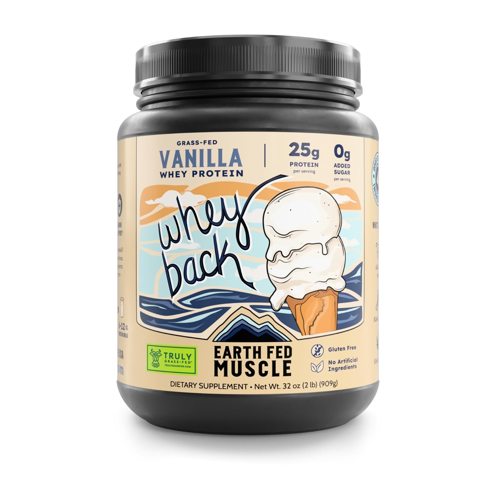 Earth Fed Muscle Whey Back Irish Grass Fed Isolate powder in bag for lean muscle support