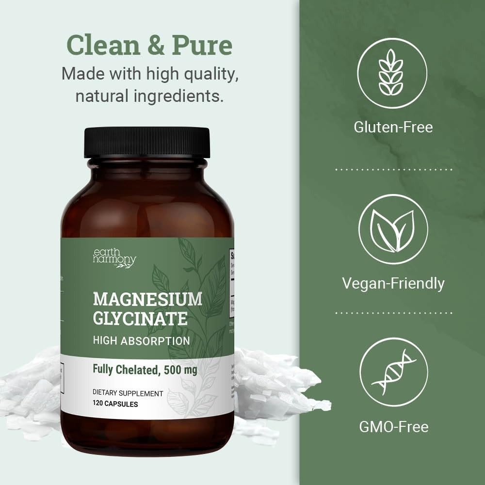 Earth Harmony Naturals gluten-free and dairy-free magnesium glycinate supplement
