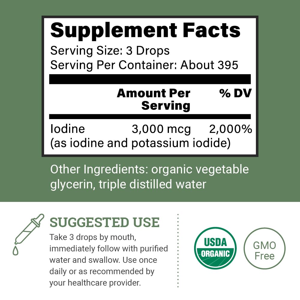 Earth Harmony Naturals Lugol's Iodine 2% dropper for precise, measured dosing