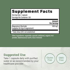 Earth Harmony Naturals vegan magnesium glycine capsules in supportive packaging