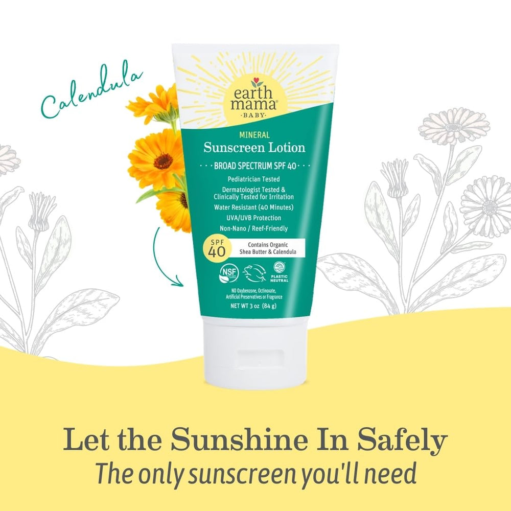 Baby and kid use scene with Earth Mama Mineral Sunscreen Lotion